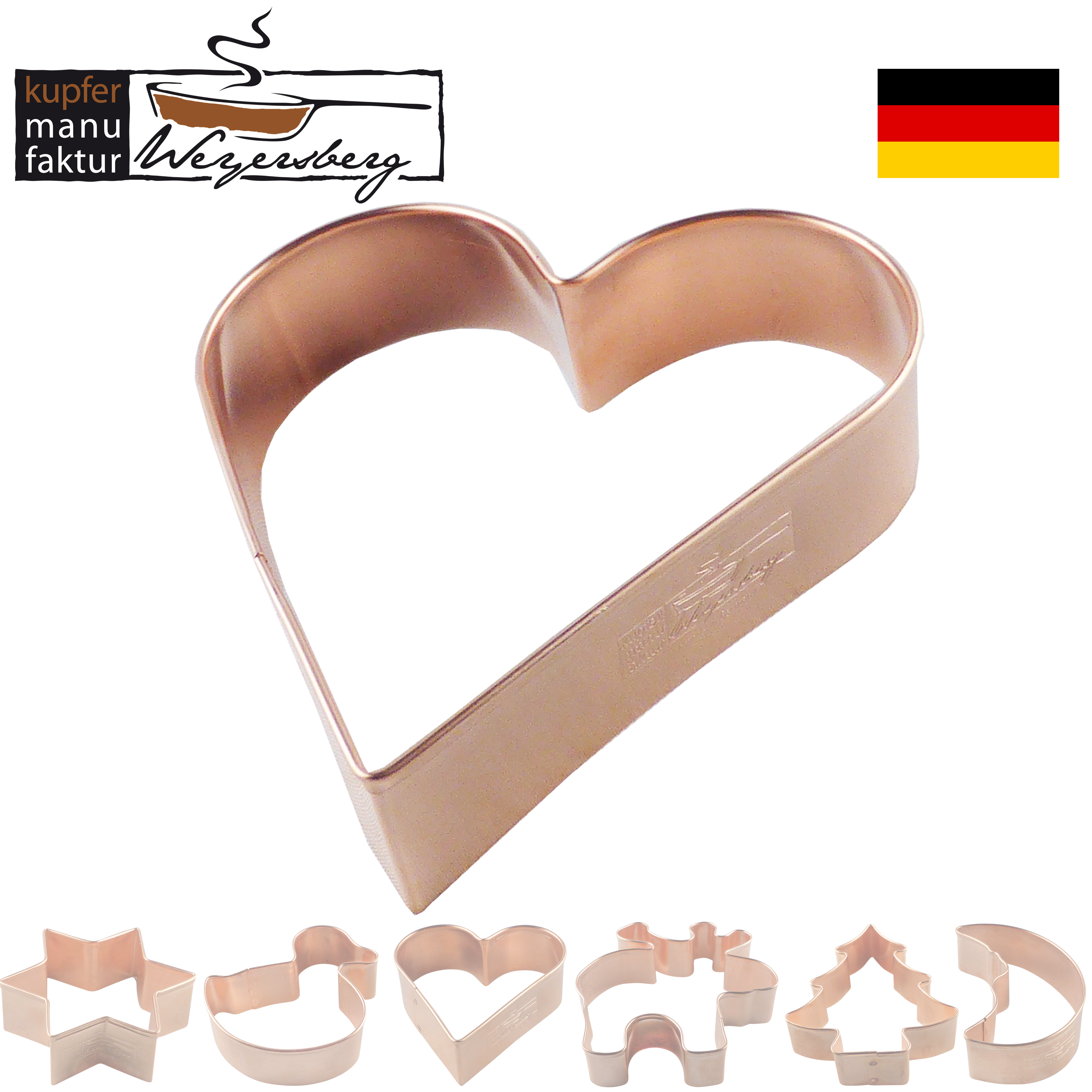 Kupfermanufaktur Ausstechform Herz 8 cm | Herz 8 cm | KW-6003-03