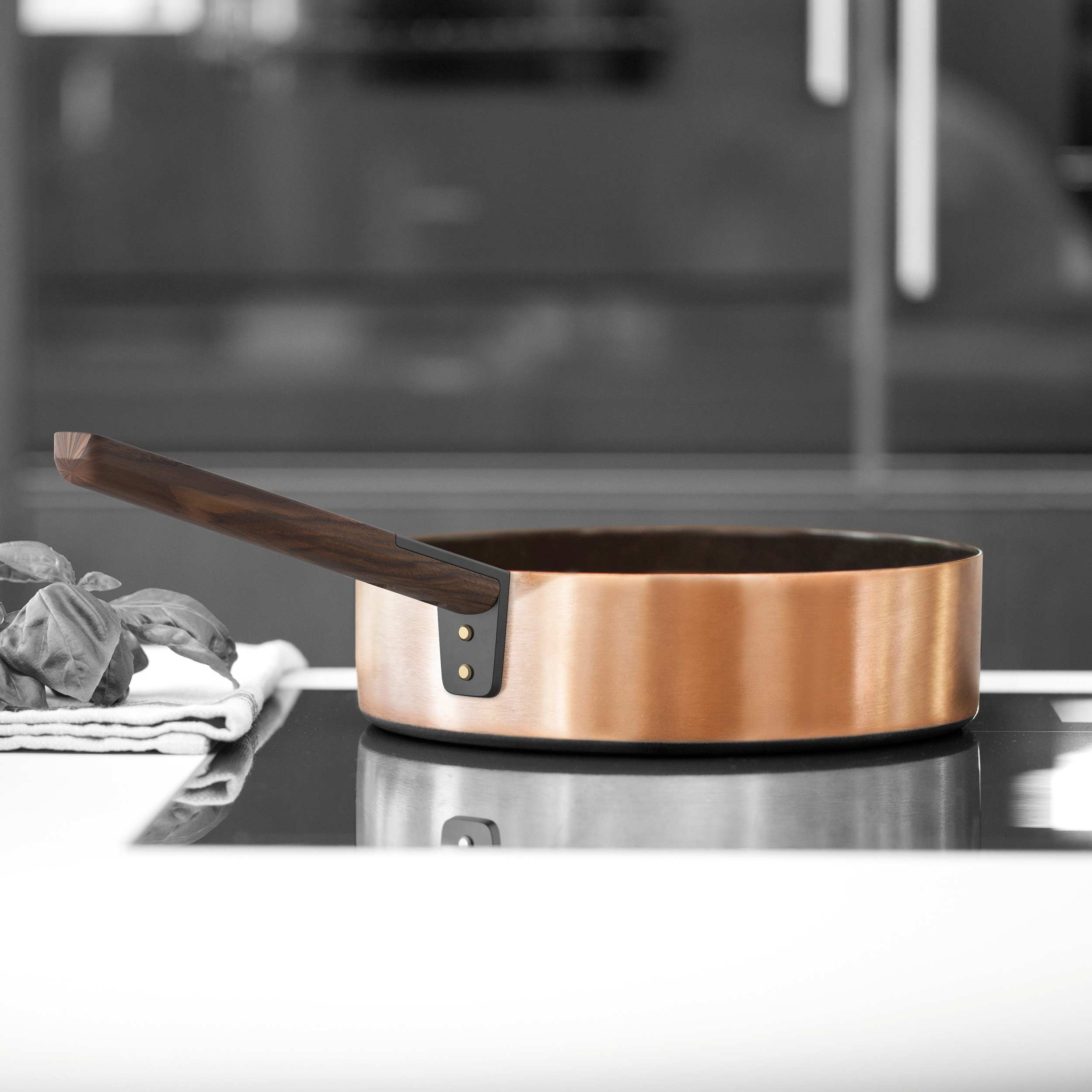 Kupfermanufaktur Chrom-Noir Sautoir mit Stielgriff 24 cm